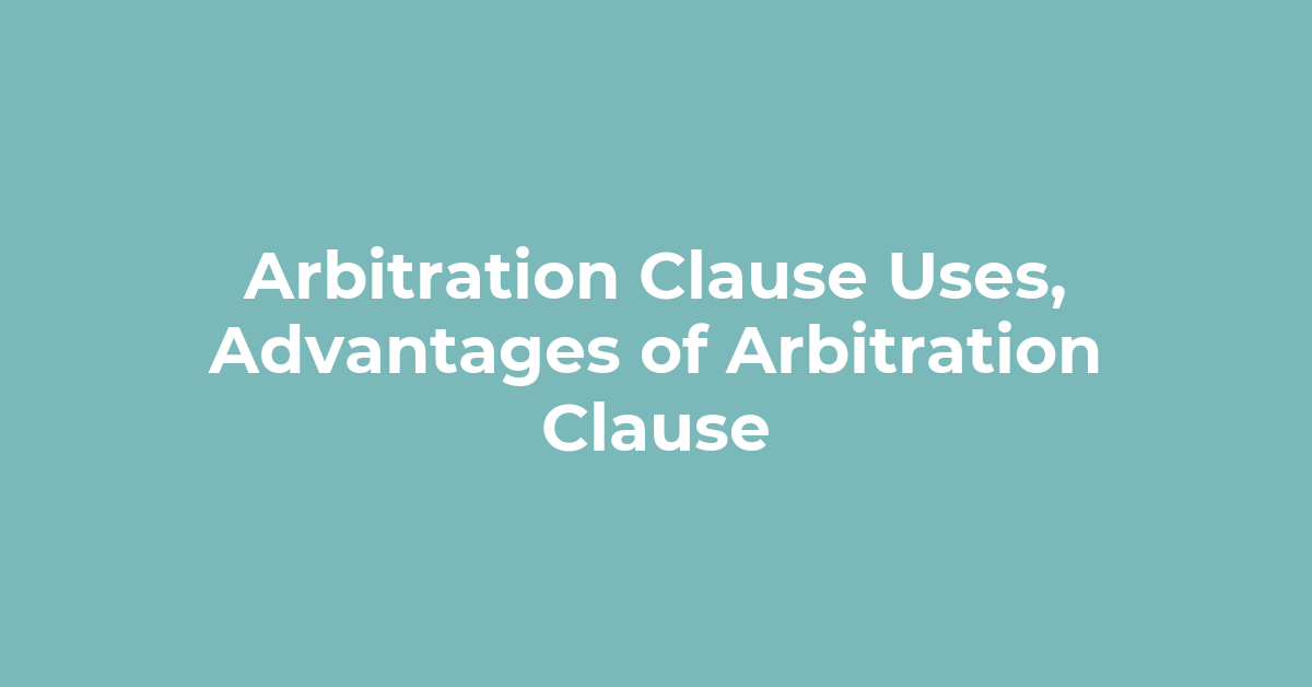 Arbitration Clause post